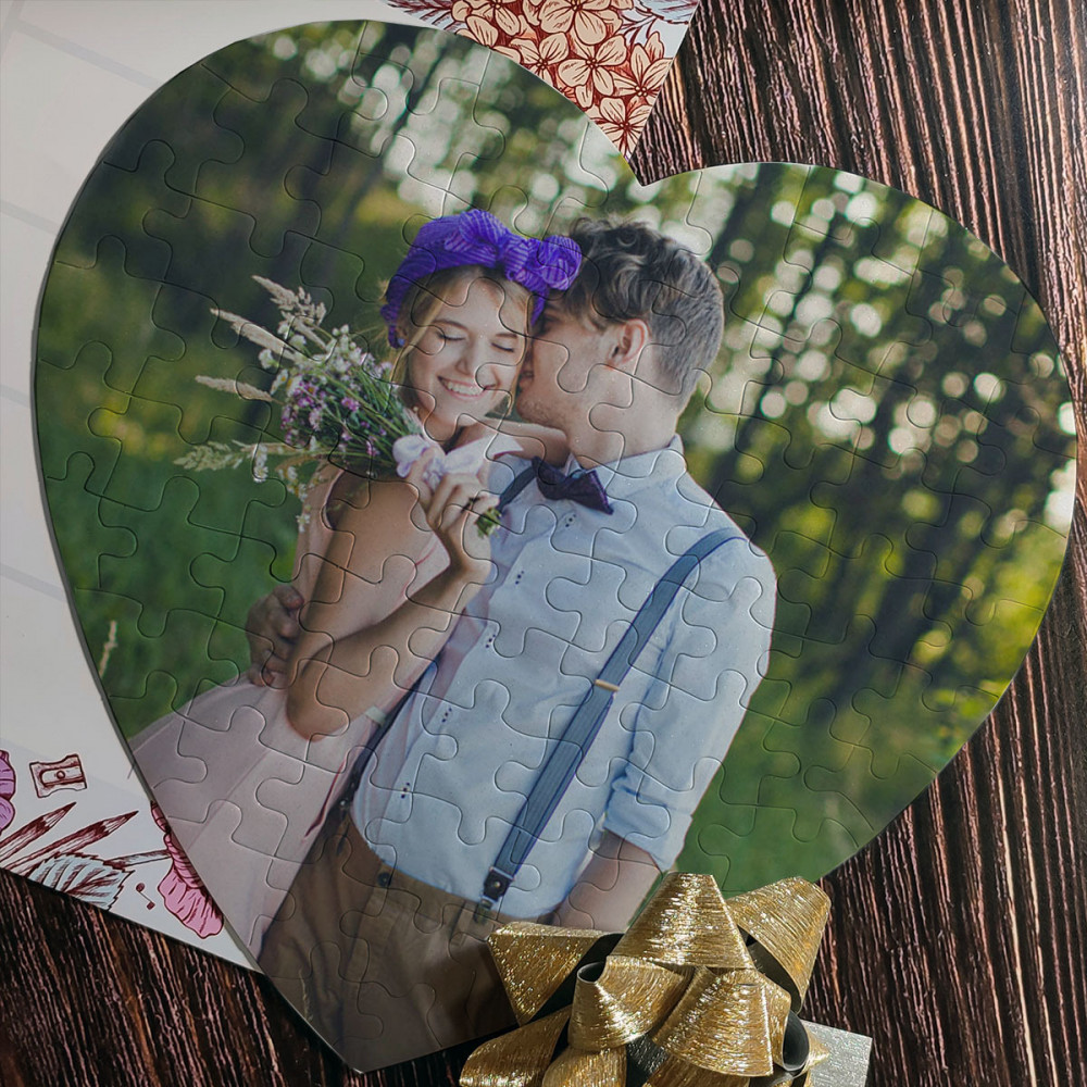 Печать на магнитном пазле в виде сердца