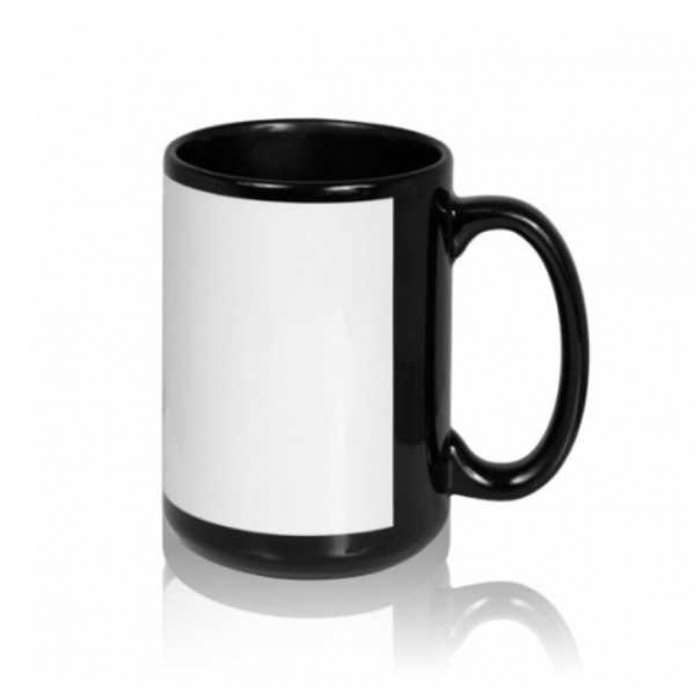 Печать на большой черной кружке с белым полем