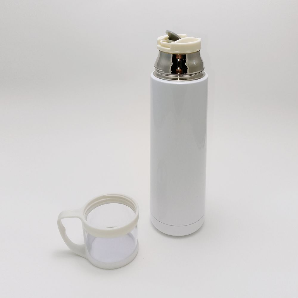 Печать на металлическом термосе с прозрачной крышкой-кружкой