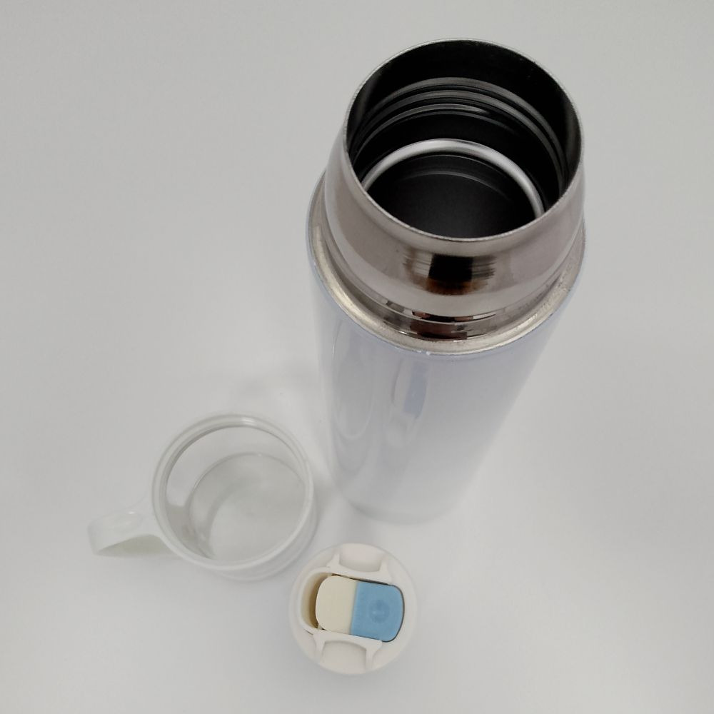 Печать на металлическом термосе с прозрачной крышкой-кружкой