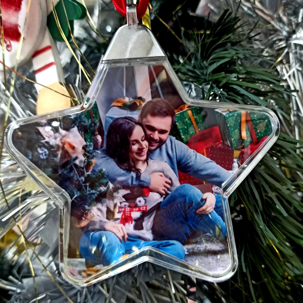 Печать на новогодних шарах в виде звезды (акрил) 