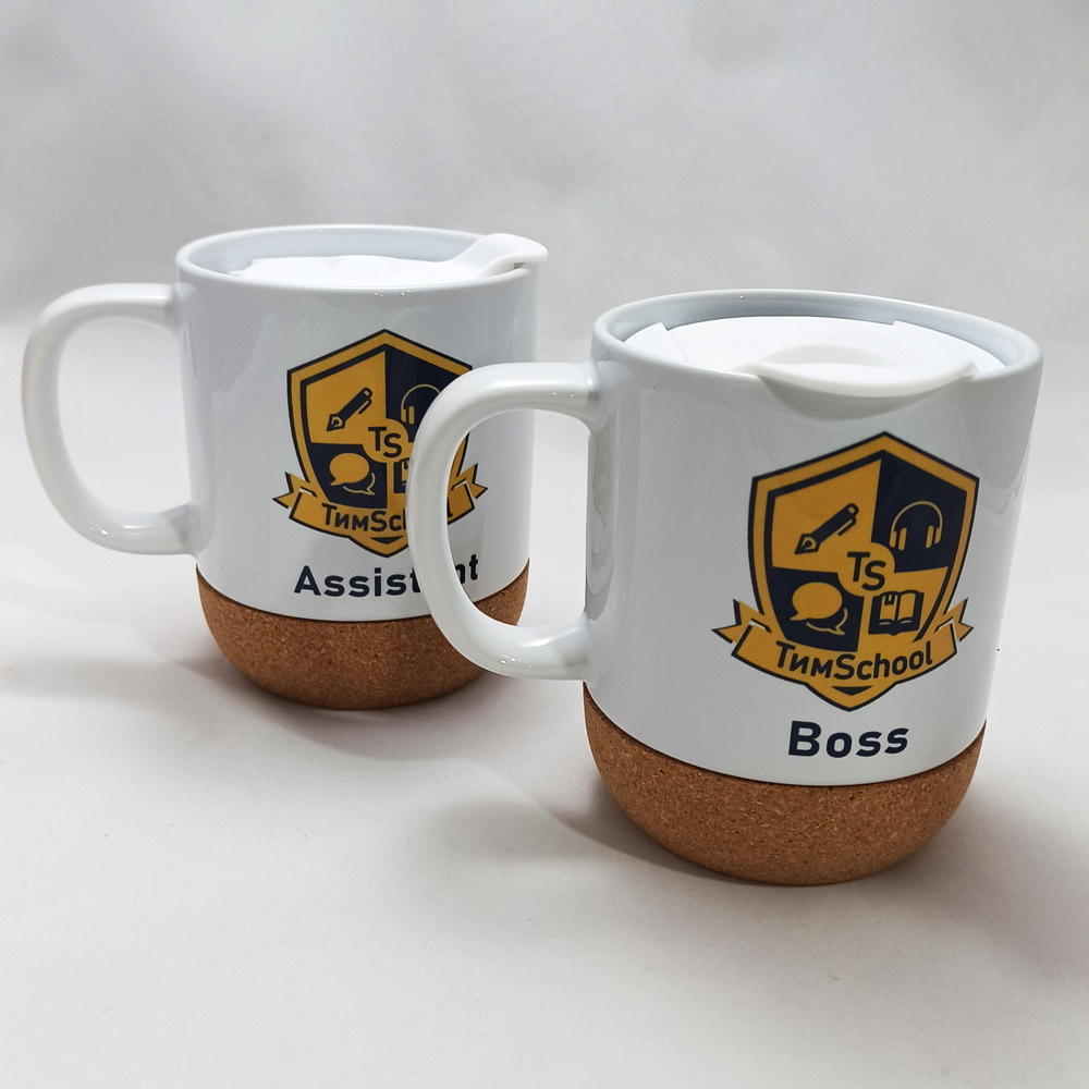 пример печати на кружке с дном из пробки