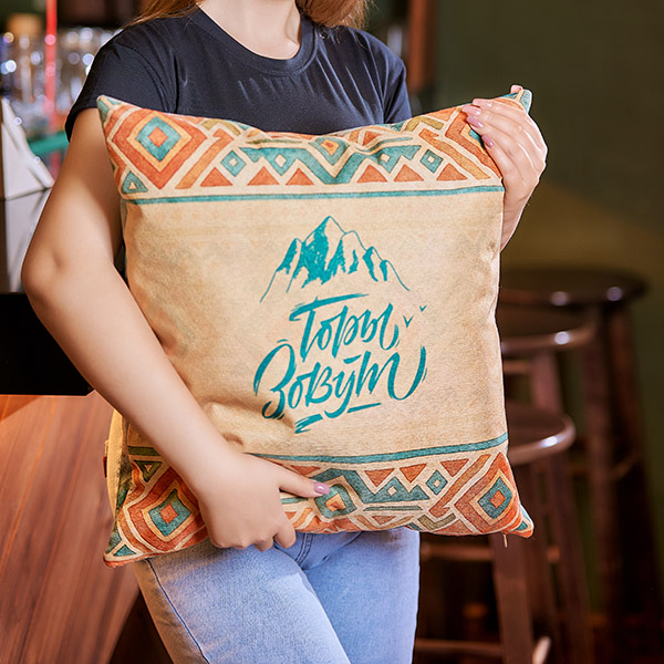 пример печати на подушке велюр